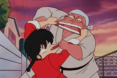 ranma y su papa se jalan las bocas ranma 1/2