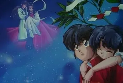 ranma carga a akane en la espalda y se pone feliz