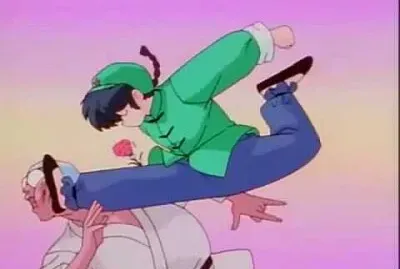 ranma le da un golpe a su padre para que lo deje jigsaw puzzle