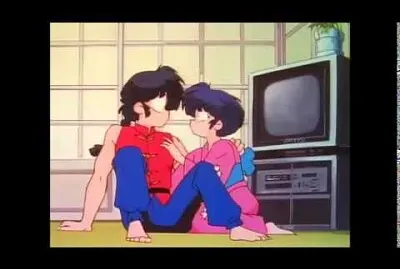 ranma y akane se abrazan y se sonrojan ranma 1/2