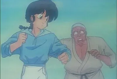 ranma corriendo con su padre ranma 1/2