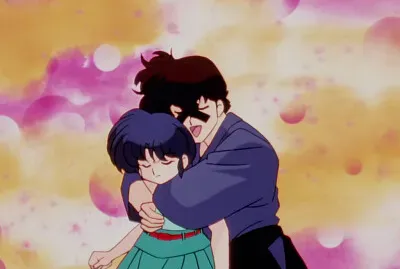 kuno abraza a akane con una X en la cara ranma 1/2
