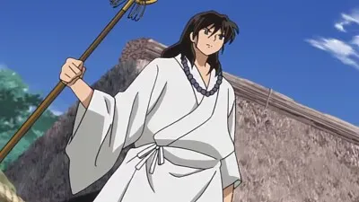 miroku se prepara para pelear hanyo no yashahime