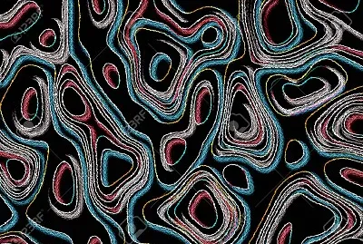 glowing blue, white and pink lines