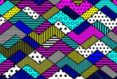 geometric patchwork pattern in bright colors