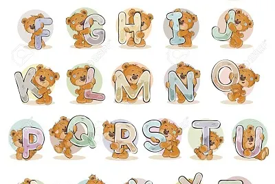 alphabet with funny teddy bear jigsaw puzzle
