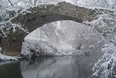 Pont sur le Cerou en hiver, Salles, Tarn