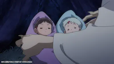 sesshomaru deja a las gemelas en el arbol sagrado hanyo no yashahime