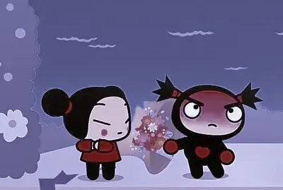 garu le entrega un ramo de rosas a pucca pucca jigsaw puzzle