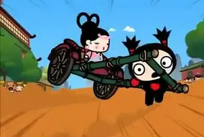 garu empieza a resbalarse por el piso pucca