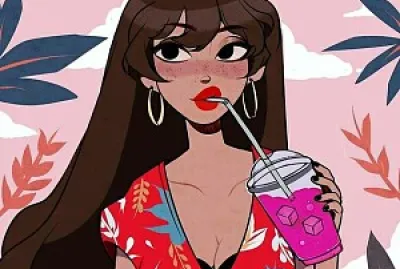 Aesthetic Girl Drinking Coffee