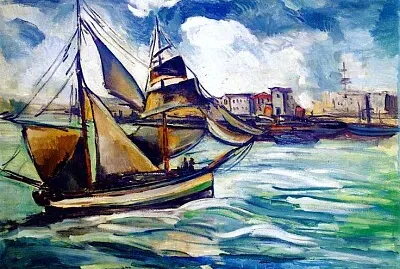 Vlaminck les voiles sur fleuve vert