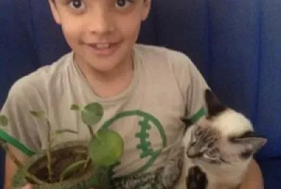 boy and cat