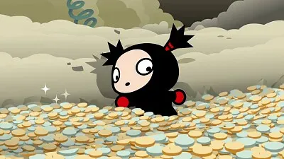 garu ve a abyo alejandose en un mar de dinero pucca