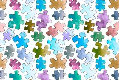 pieces of puzzle watercolor