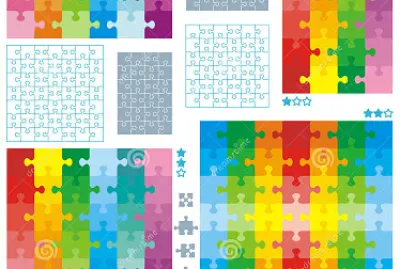 פאזל של Jigsaw puzzle blank templates and colorful pattern
