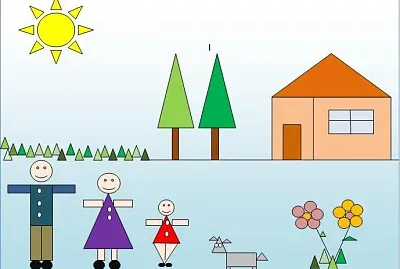 paisaje con figuras geométricas