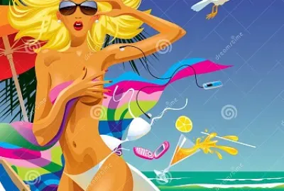 Surprised Girl at Beach