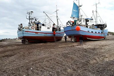 Fishing boats on beach, Denmark