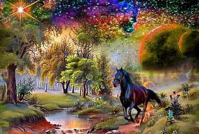 Beau cheval noir jigsaw puzzle