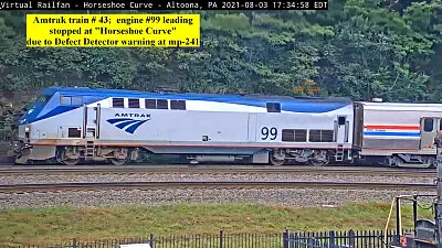 Amtrak train # 43 stopped on Horseshoe Curve (PA)