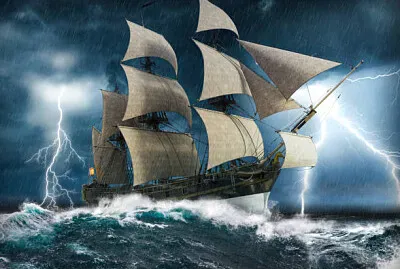 Ship in storm
