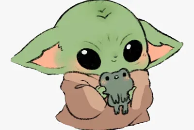 baby yoda with a kawaii frog