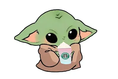 baby yoda drink their starbucks coffee