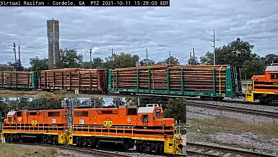 Log train pulled by HOG-2124   HOG-2125 at Cordele,GA/USA jigsaw puzzle