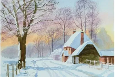 Aquarelle paysage d 'hiver