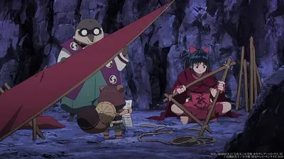 moroha construye un parabrisas hanyo no yashahime