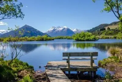 mirador al lago y montañas jigsaw puzzle