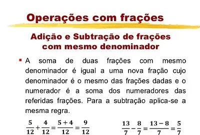 Adição e Subtração com frações