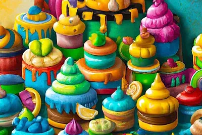 Many Bright Cakes, Digital Art