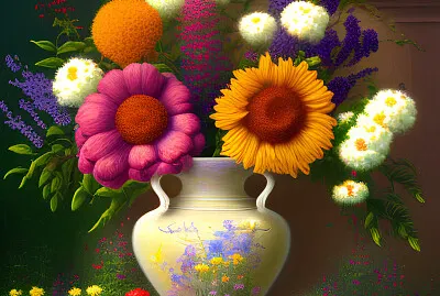 Wildflowers in Old Vase