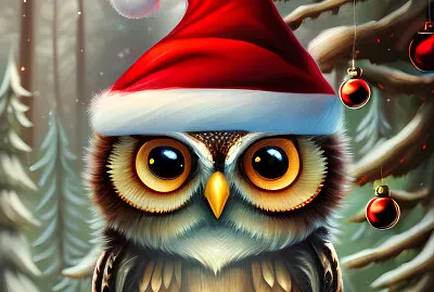Christmas Owl (Digital Art by Me) jigsaw puzzle