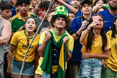 Fans in Brazil vs Serbia game jigsaw puzzle