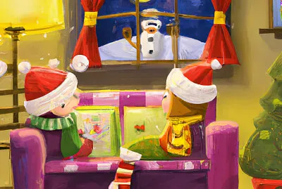 Christmas evening realistic painting