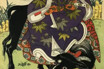 riding an ox Japanese print