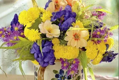 Bouquet jaune et bleu