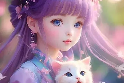 Niña y gatito