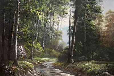 Río en bosque jigsaw puzzle