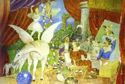 Pablo Picasso. Skizze des Sets für die Parade