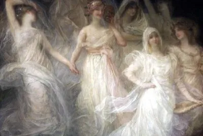 Um antigo afresco na parede de um anfiteatro na Universidade de La Sorbonne, Paris, França