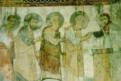 Detalhe do afresco do Mosteiro de Akhtala, século 13