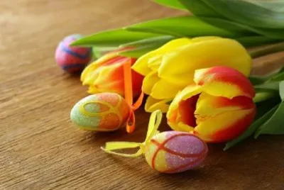 Flowers Tulips and Decorated Eggs jigsaw puzzle