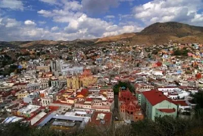 Bunte Häuser in Guanajuato, Mexiko