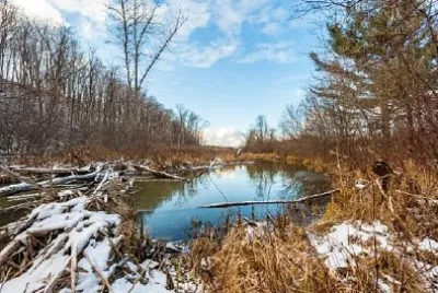 冬季藍天下的河