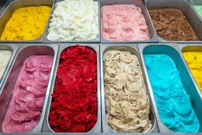 Vassoio gelato colorato, gelato gelato gourmet
