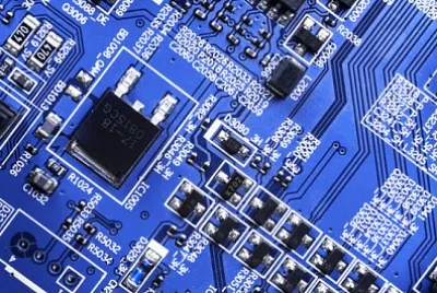 電路板與電阻器microc的微距照片